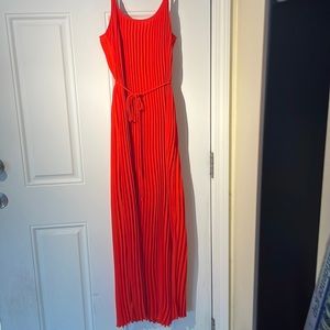 Banana Republic Orange Pleated Maxi Dress
